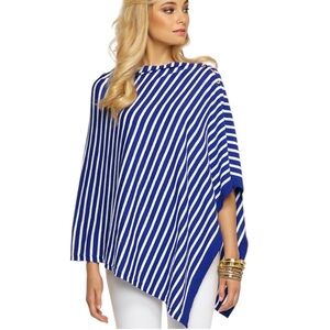 Lilly Pulitzer Harp Wrap Shawl Poncho in Spectrum Blue Getaway Stripe - OS